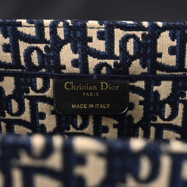 Christian Dior Large Book Tote – Blue Oblique Embroidery (Blue with Beige Contrast)