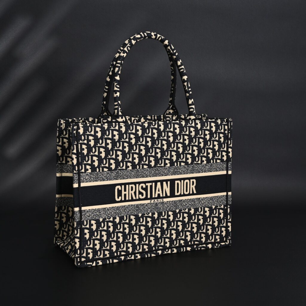 Christian Dior Medium Book Tote – Black Oblique Embroidery