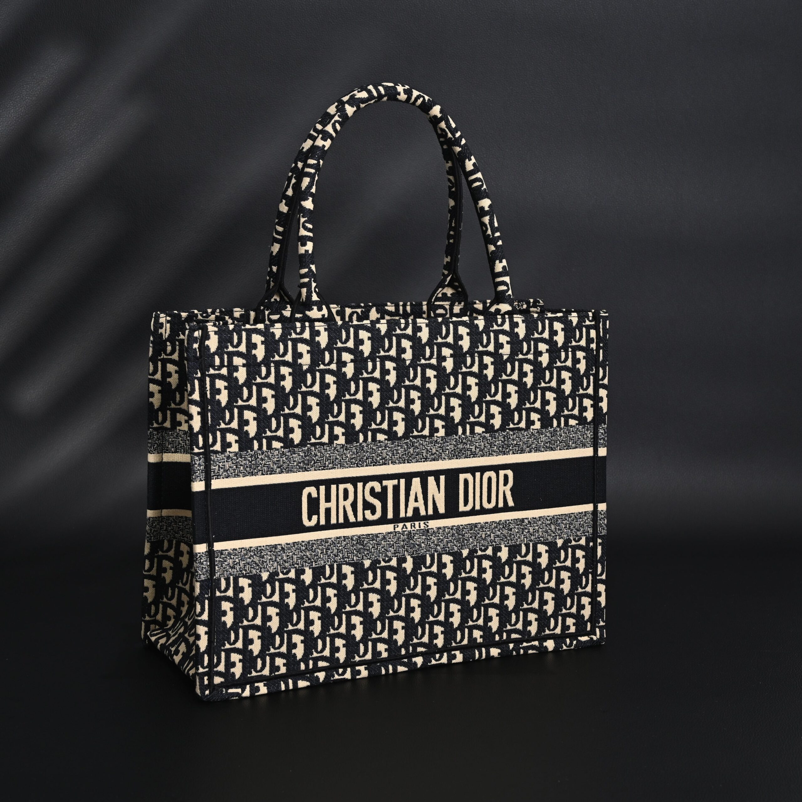 Christian Dior Medium Book Tote – Black Oblique Embroidery - Image 2
