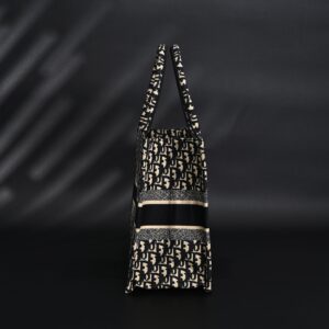 Christian Dior Medium Book Tote – Black Oblique Embroidery - Image 3