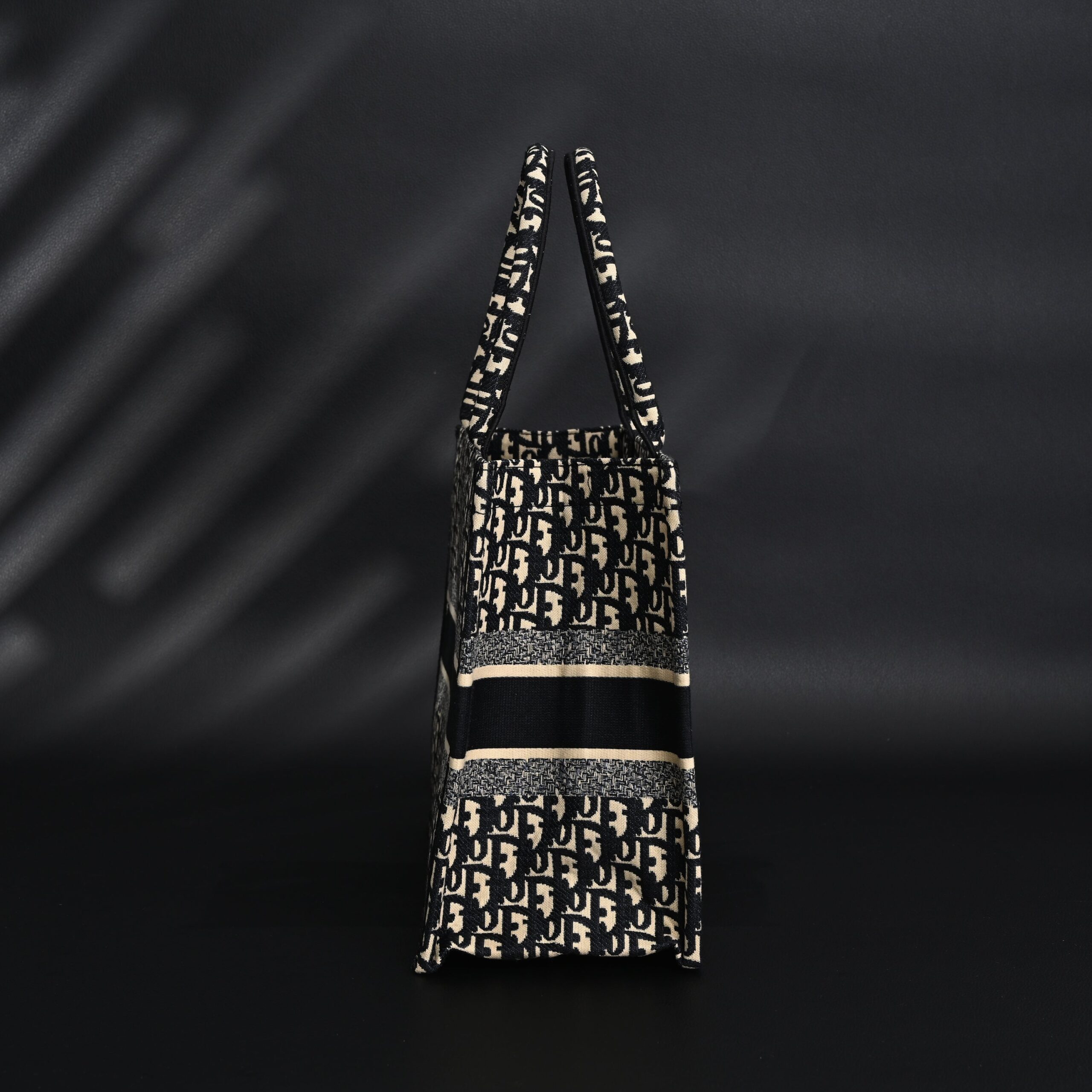 Christian Dior Medium Book Tote – Black Oblique Embroidery - Image 3