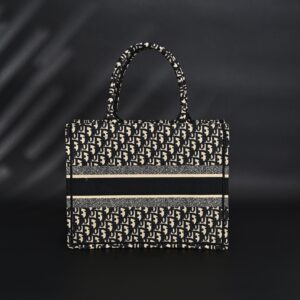Christian Dior Medium Book Tote – Black Oblique Embroidery - Image 4