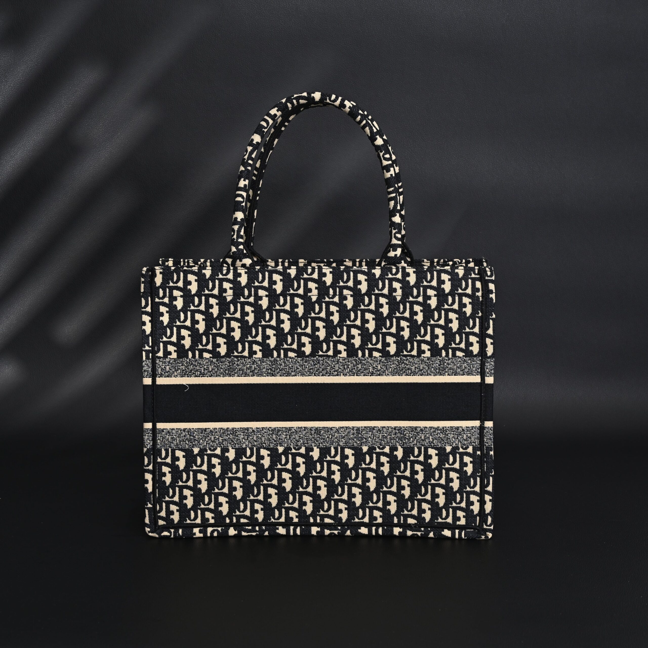 Christian Dior Medium Book Tote – Black Oblique Embroidery - Image 4