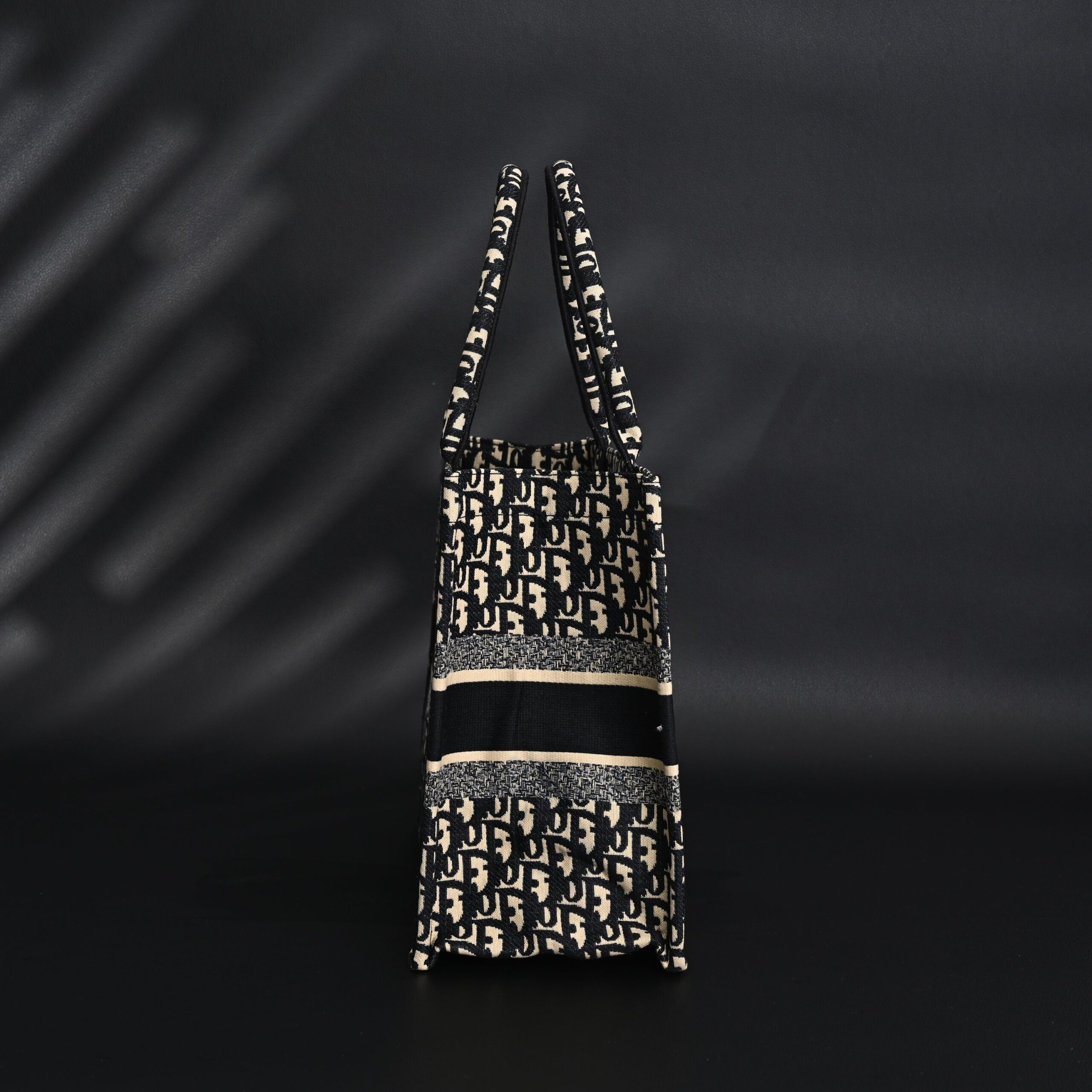 Christian Dior Medium Book Tote – Black Oblique Embroidery - Image 5
