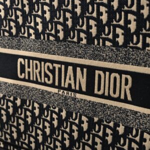 Christian Dior Medium Book Tote – Black Oblique Embroidery - Image 9