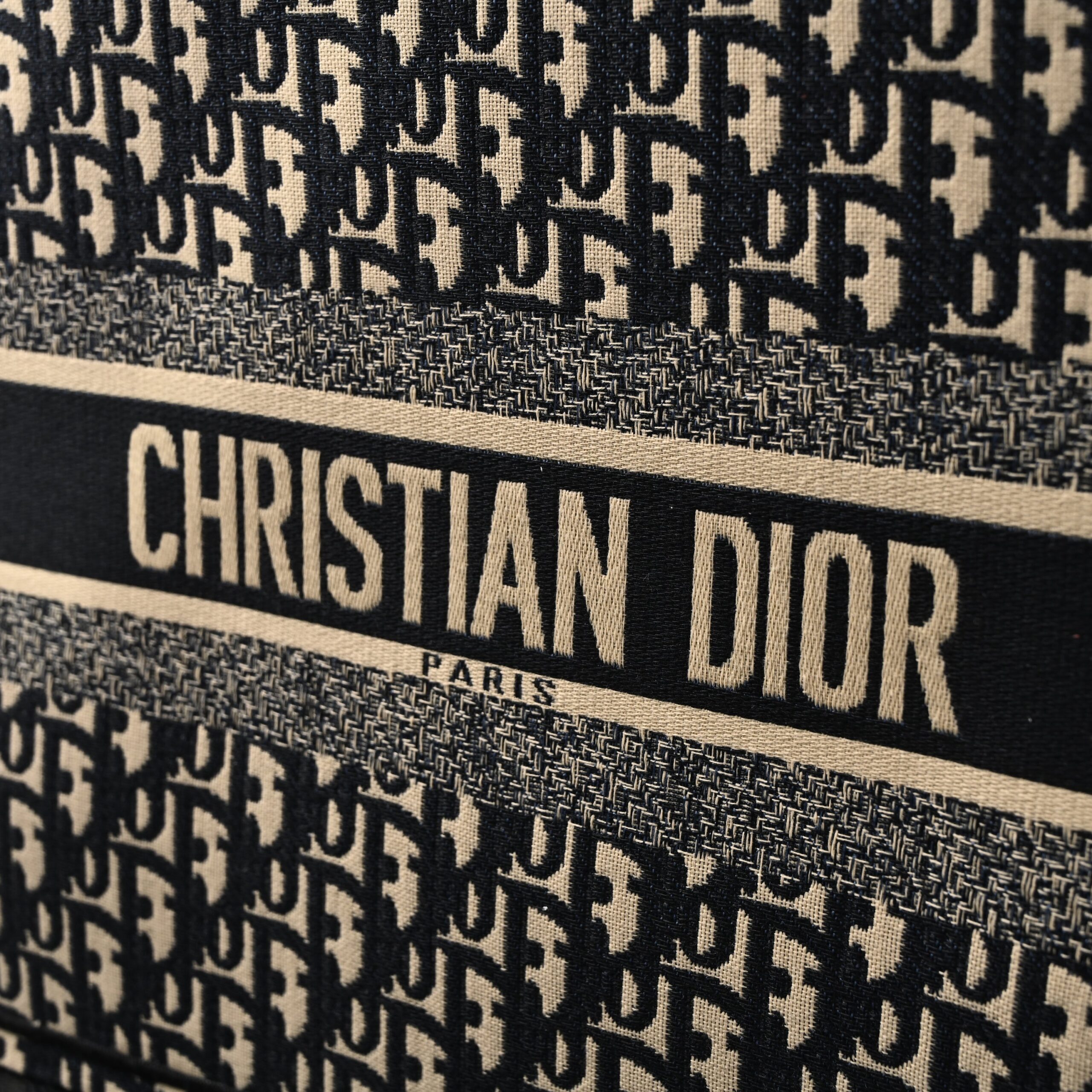 Christian Dior Medium Book Tote – Black Oblique Embroidery - Image 9