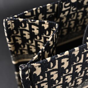 Christian Dior Medium Book Tote – Black Oblique Embroidery - Image 13