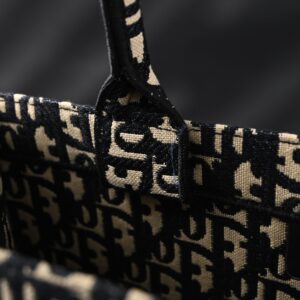 Christian Dior Medium Book Tote – Black Oblique Embroidery - Image 14