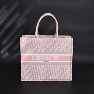 Christian Dior Large Book Tote – Pink Oblique Embroidery
