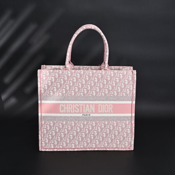 Christian Dior Large Book Tote – Pink Oblique Embroidery