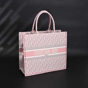 Christian Dior Large Book Tote – Pink Oblique Embroidery - Image 2