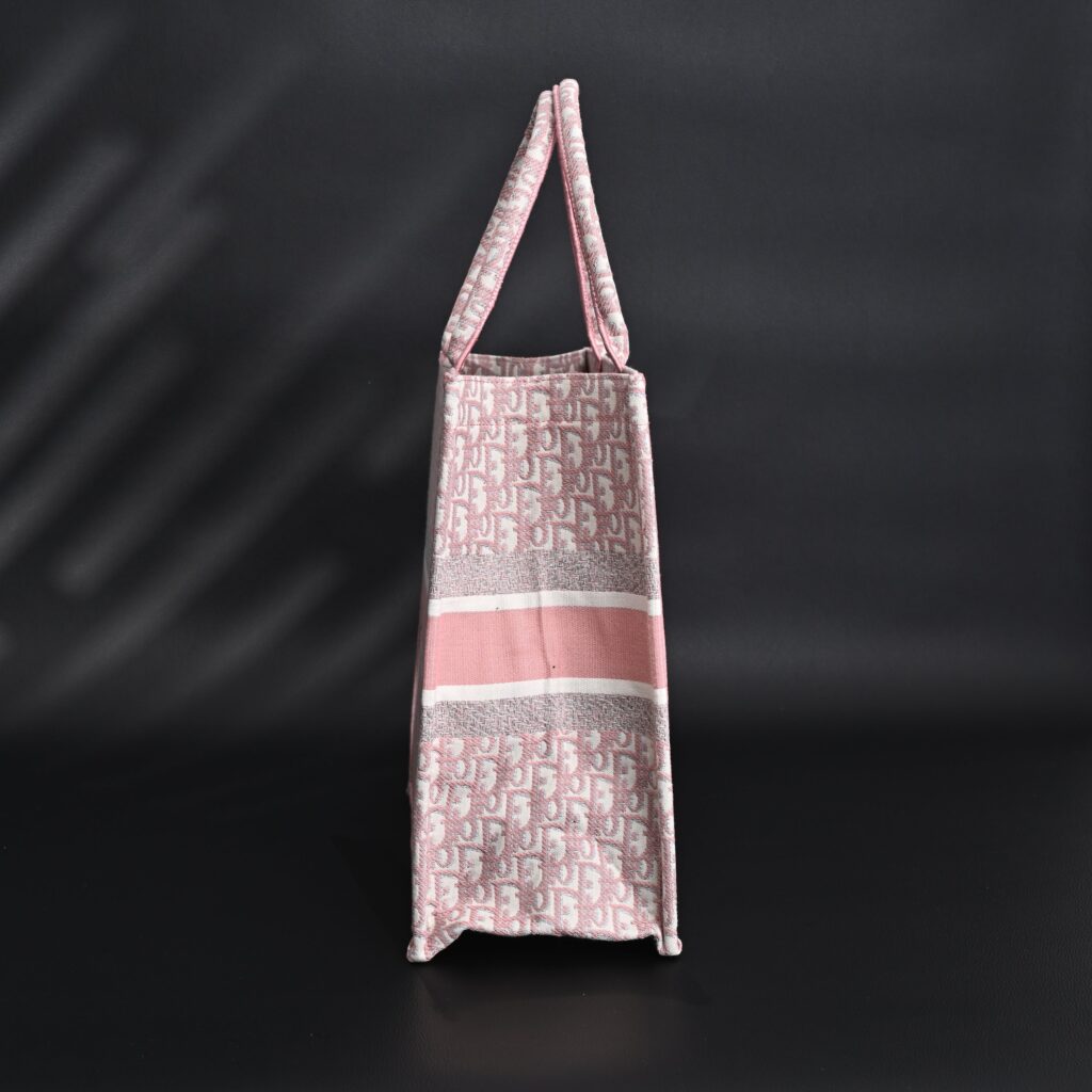 Dior Book Tote Oblique Embroidered Canvas Bag – Large Pink