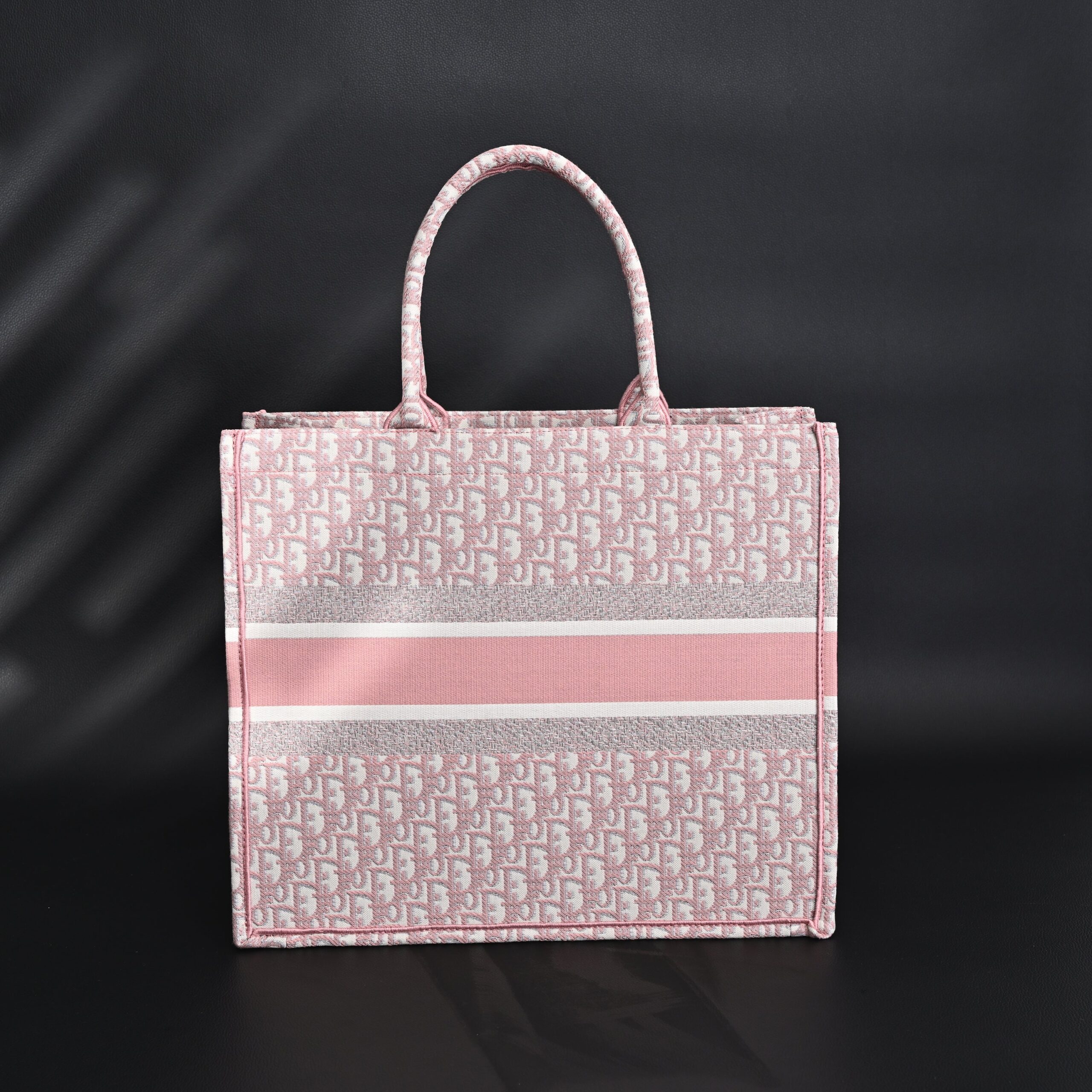 Dior Book Tote Oblique Embroidered Canvas Bag – Large Pink - Image 4