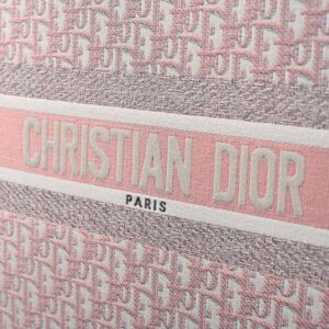 Dior Book Tote Oblique Embroidered Canvas Bag – Large Pink - Image 9