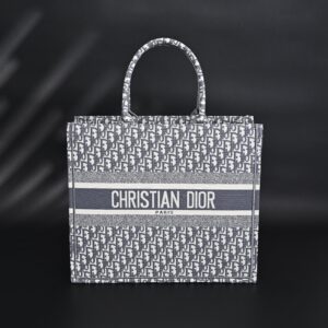 Christian Dior Large Book Tote – Grey Oblique Embroidery