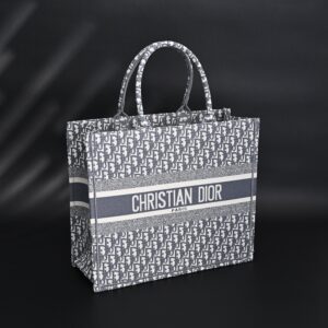 Christian Dior Large Book Tote – Grey Oblique Embroidery - Image 2