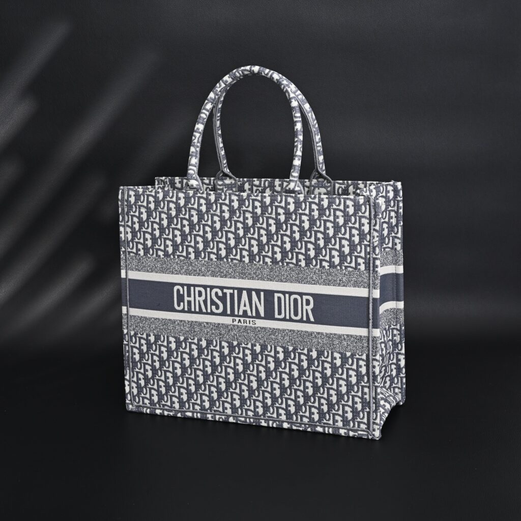 Christian Dior Large Book Tote – Grey Oblique Embroidery