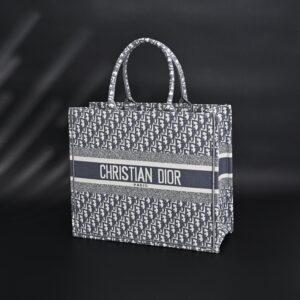 Christian Dior Large Book Tote – Grey Oblique Embroidery - Image 6