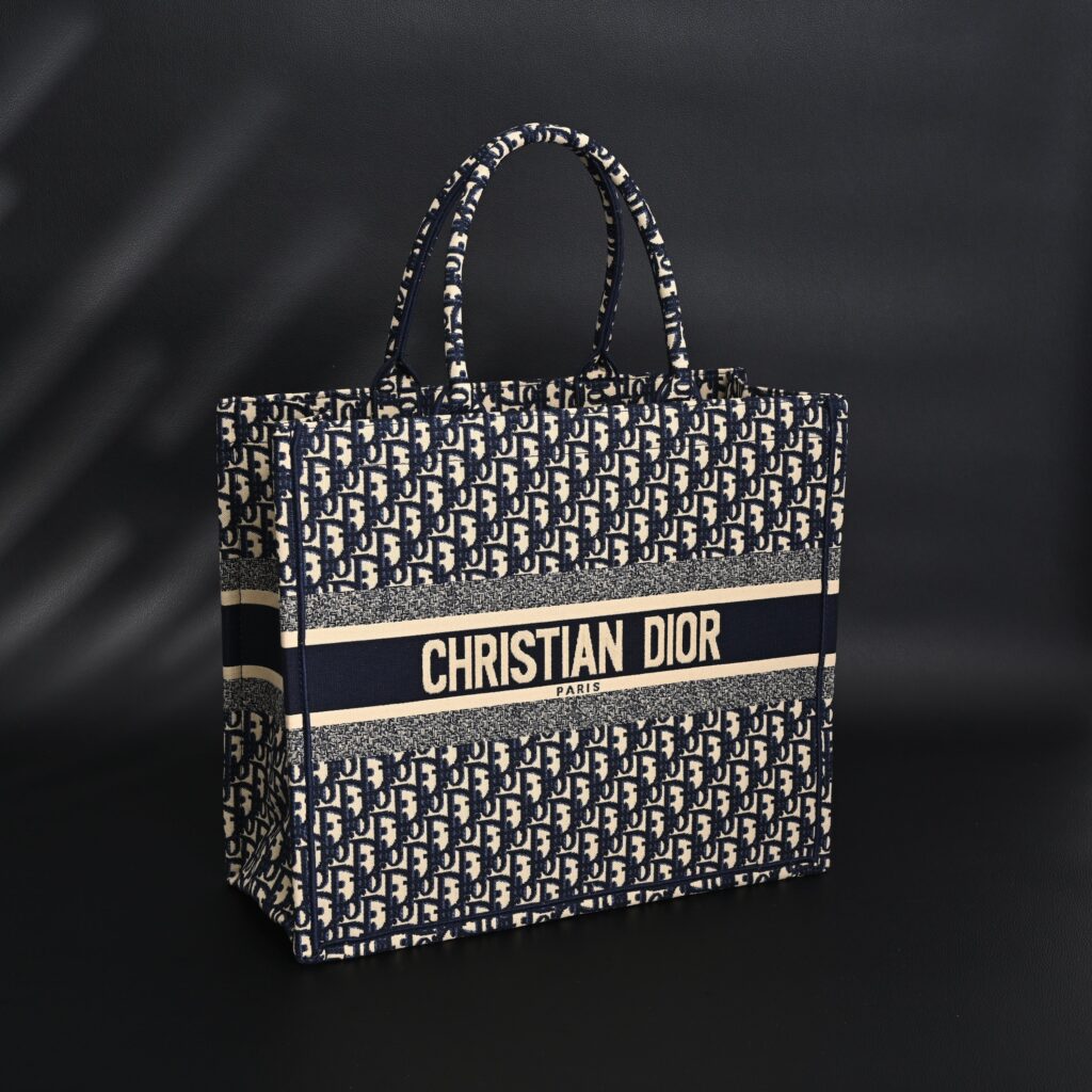 Christian Dior Large Book Tote – Blue Oblique Embroidery