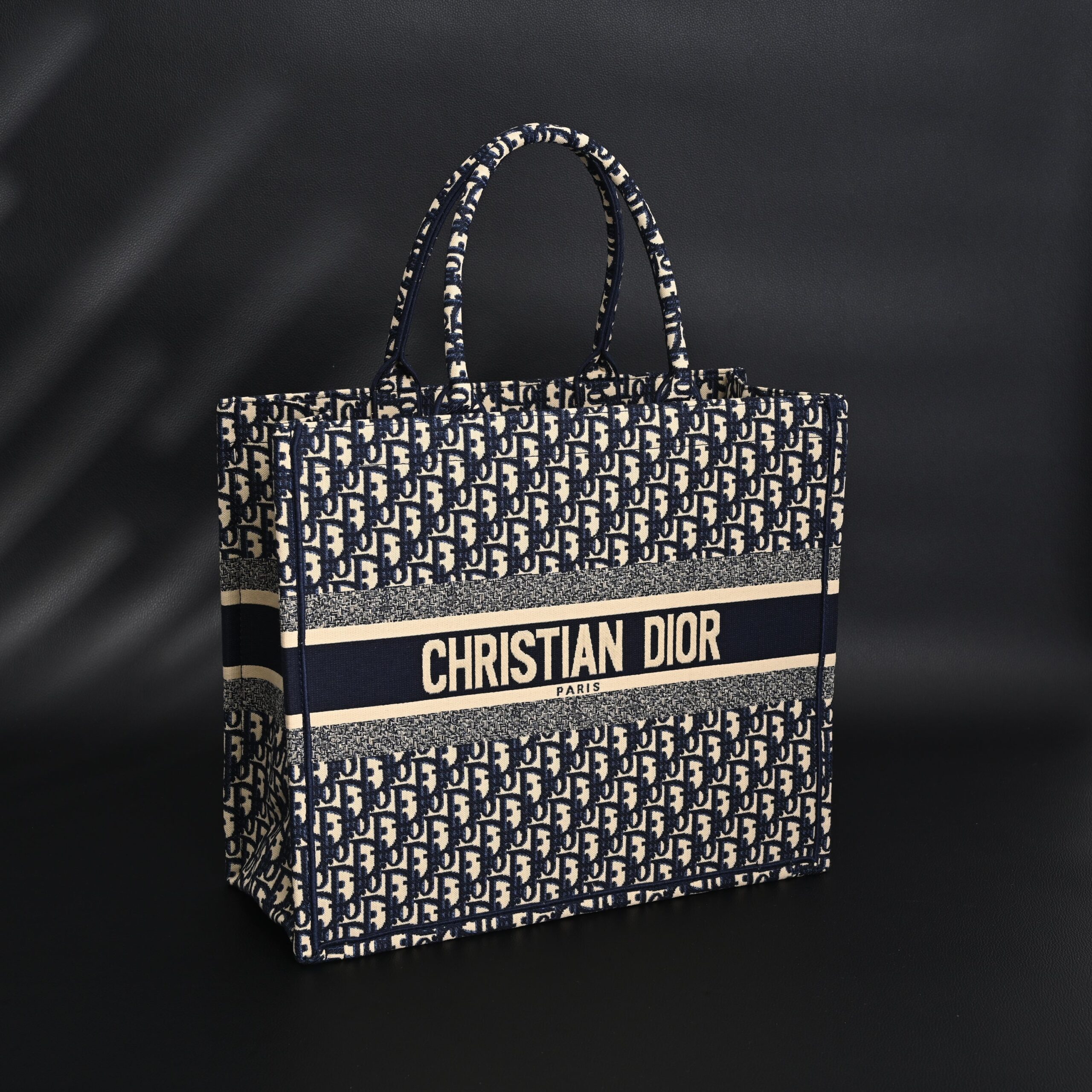 Christian Dior Large Book Tote – Blue Oblique Embroidery - Image 2