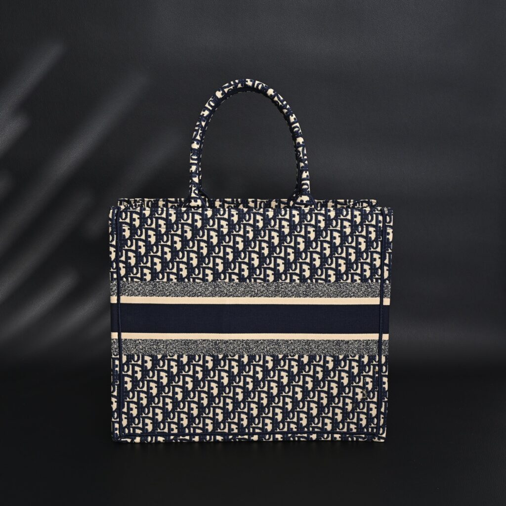 Christian Dior Large Book Tote – Blue Oblique Embroidery