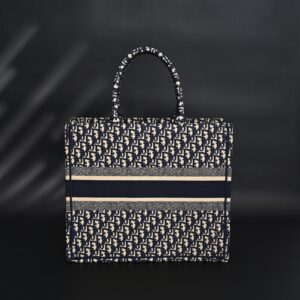 Christian Dior Large Book Tote – Blue Oblique Embroidery - Image 4