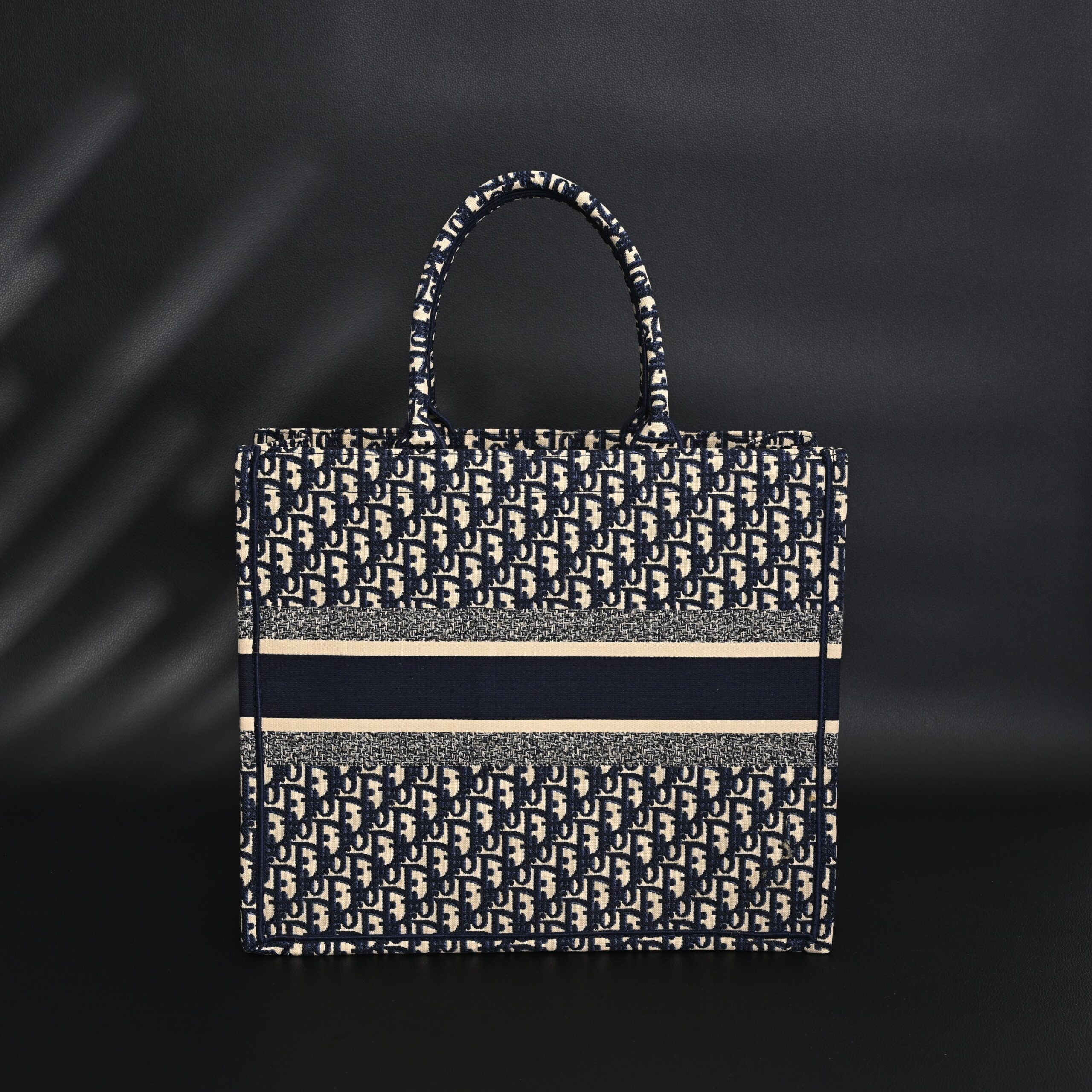 Christian Dior Large Book Tote – Blue Oblique Embroidery - Image 4
