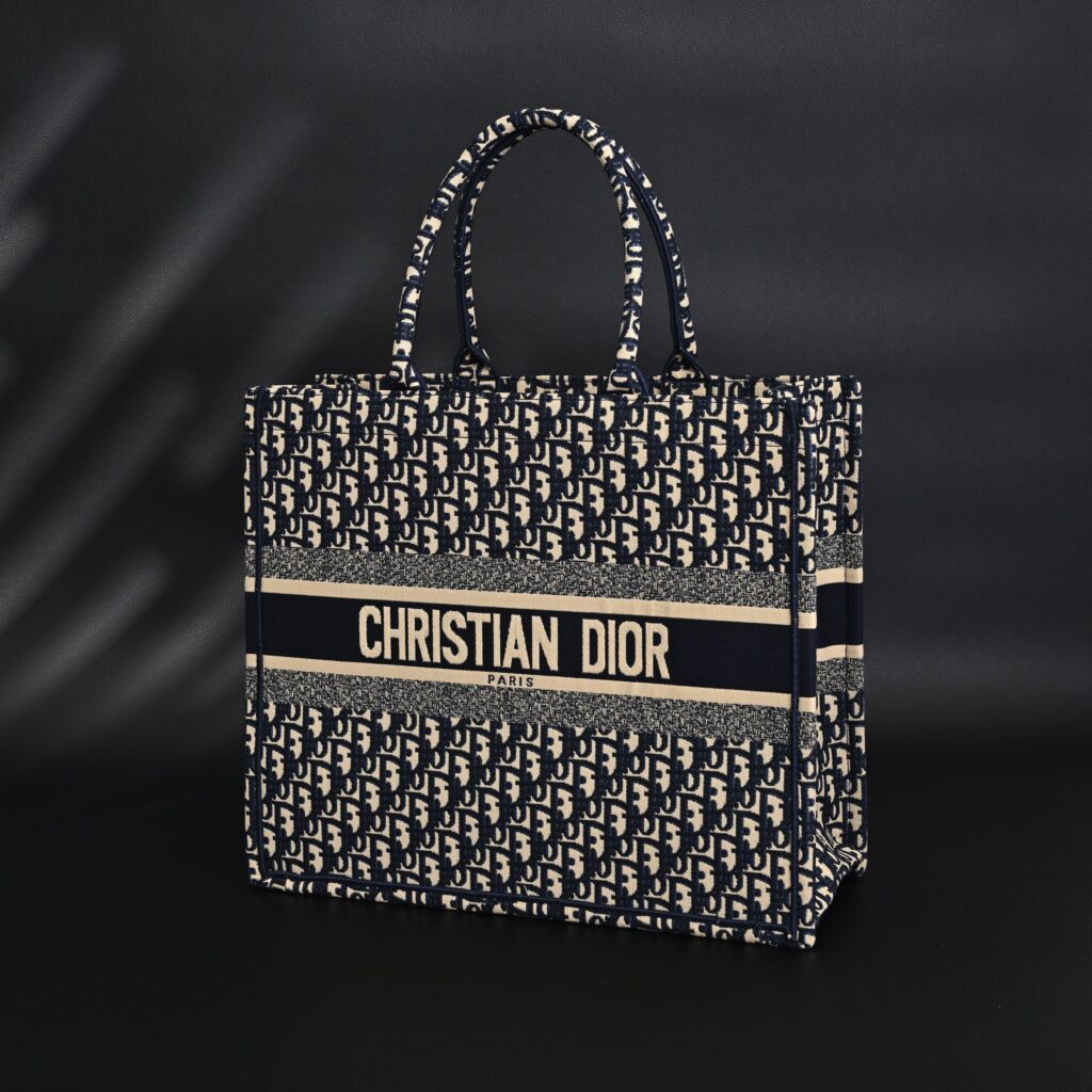 Christian Dior Large Book Tote – Blue Oblique Embroidery