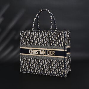 Christian Dior Large Book Tote – Blue Oblique Embroidery - Image 6