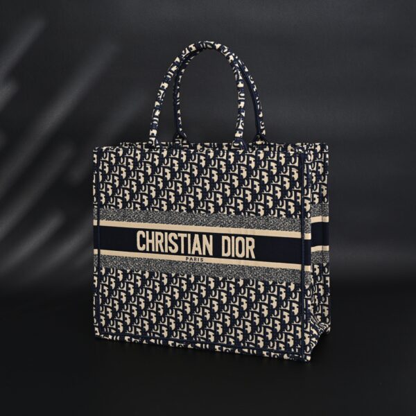 Christian Dior Large Book Tote – Blue Oblique Embroidery