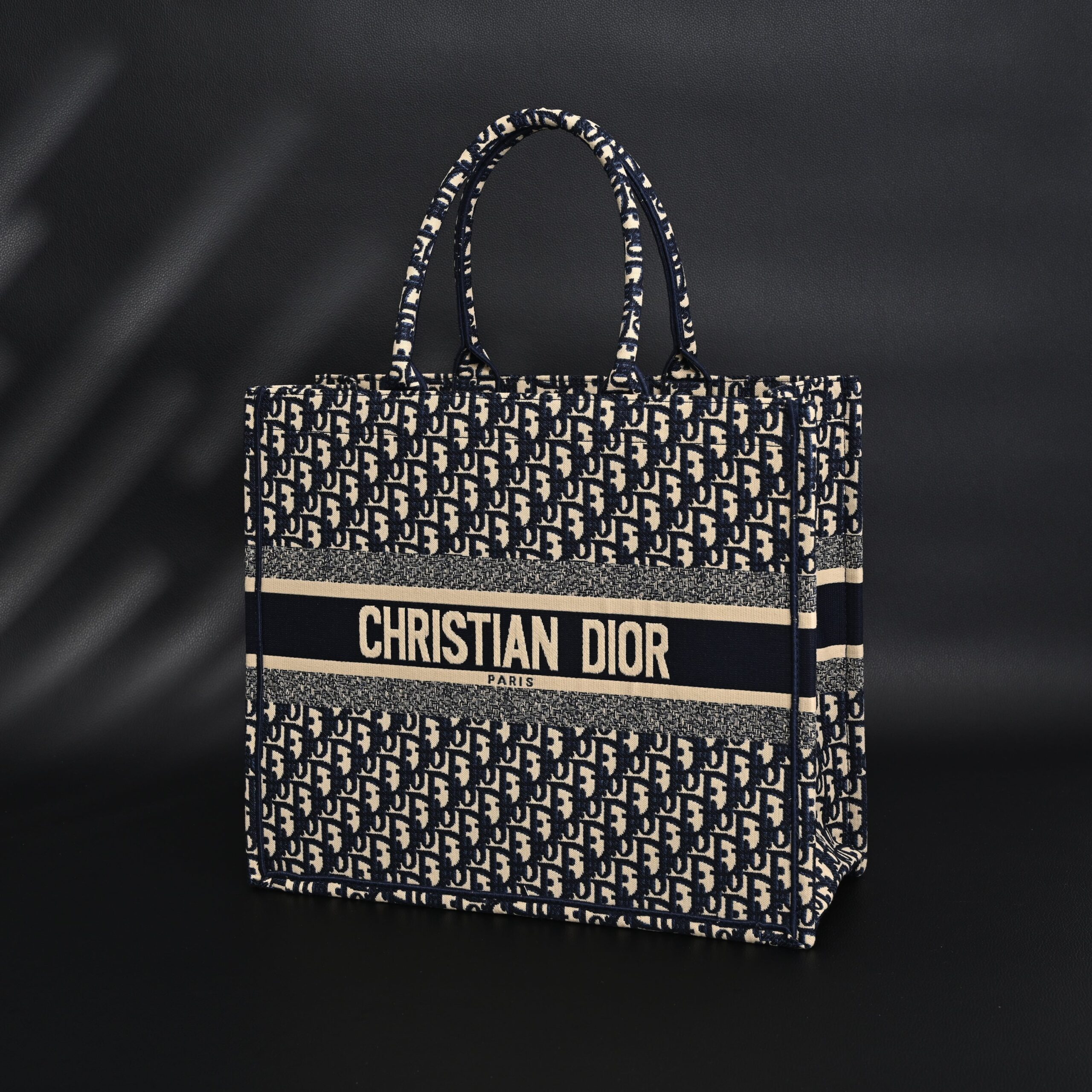 Christian Dior Large Book Tote – Blue Oblique Embroidery - Image 6