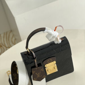 LOUIS VUITTON Noir Monogram Vernis Leather Spring Street NM Bag - Image 7