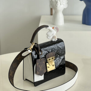 LOUIS VUITTON Noir Monogram Vernis Leather Spring Street NM Bag - Image 8