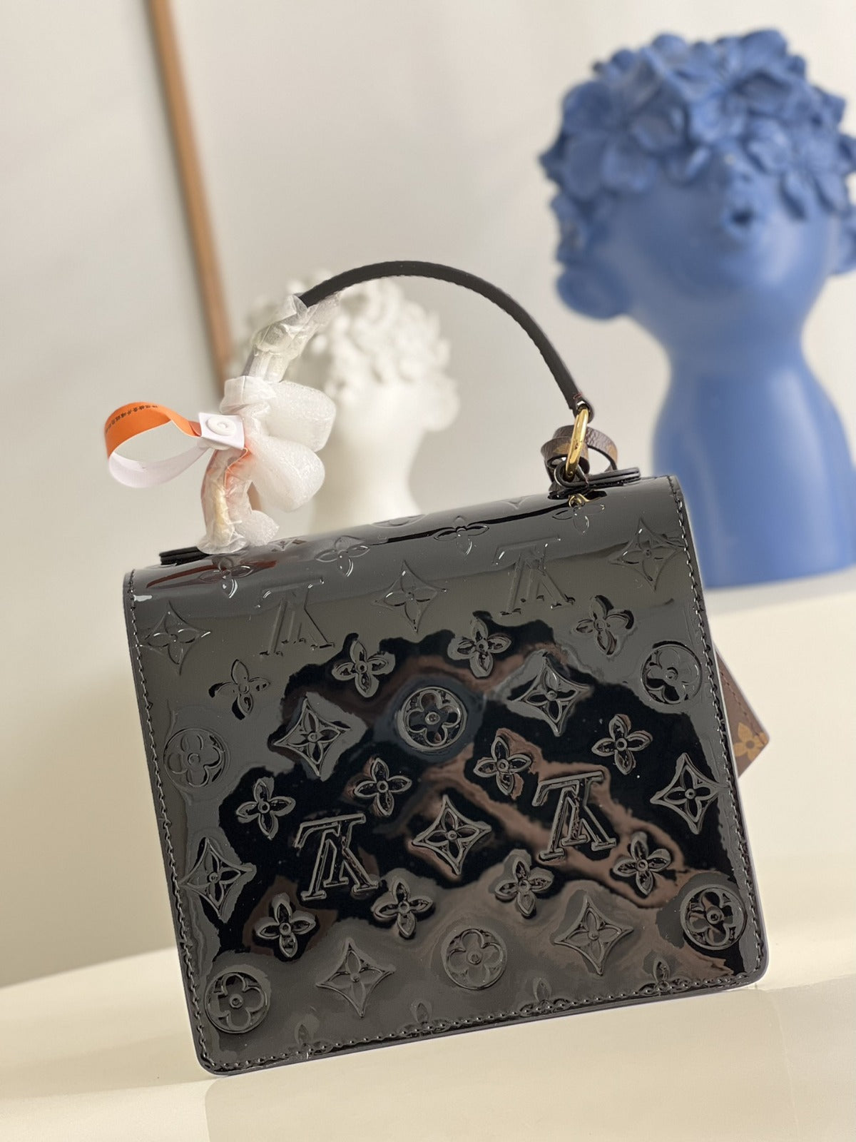 LOUIS VUITTON Noir Monogram Vernis Leather Spring Street NM Bag - Image 9