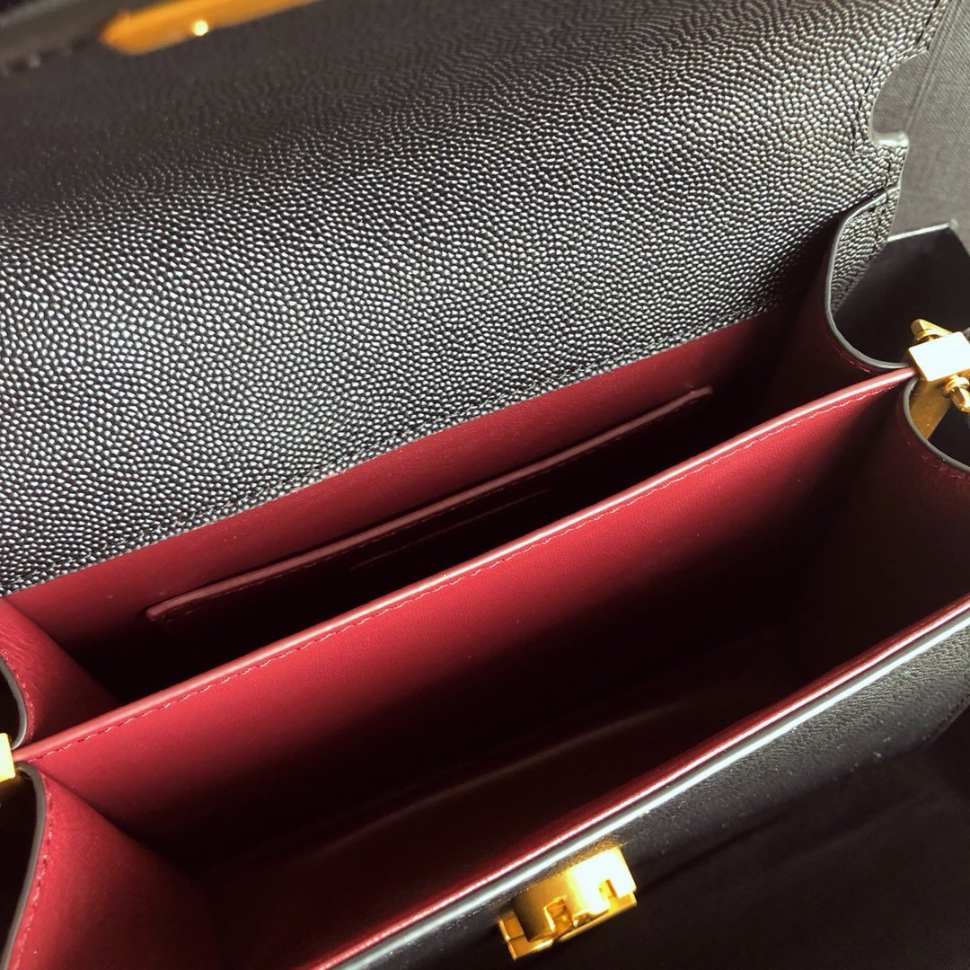 YSL Cassandra Mini Top Handle Bag Black - Image 7