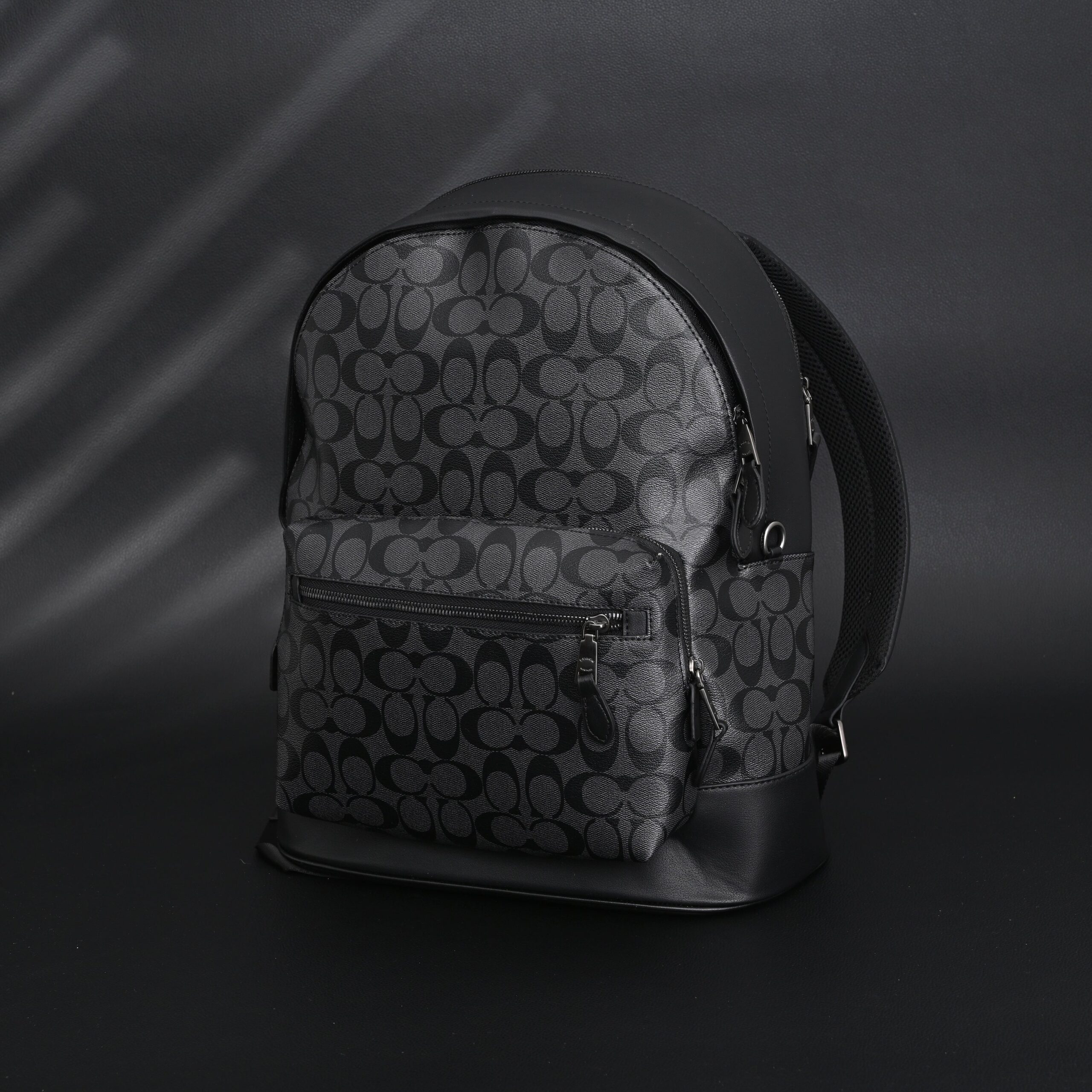 Coach West Backpack – Signature Canvas in Black/Grey - Image 5