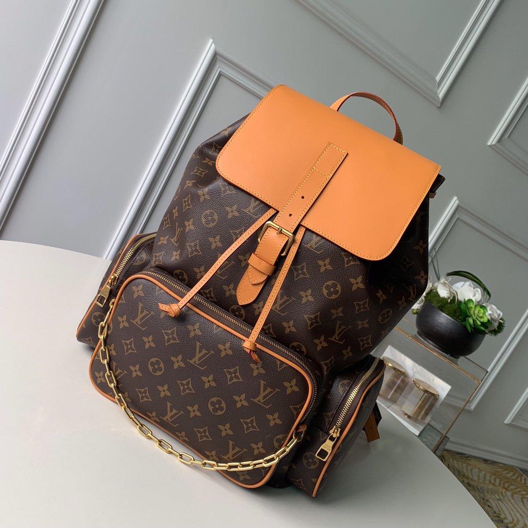 Louis Vuitton Trio Backpack Travel Bag M44658 Gold Chain Monogram LV - Image 1