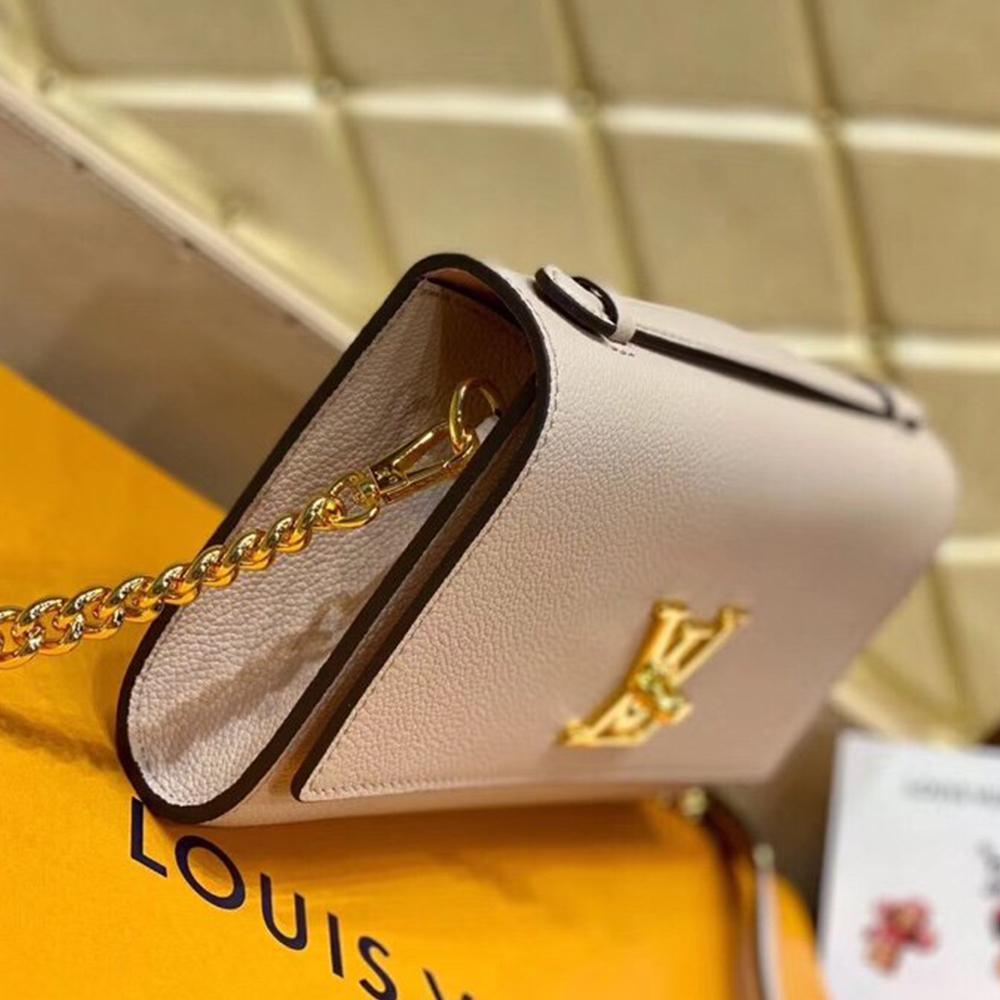 Lv Twist Chain Wallet Light Pink Grain Leather - Image 6