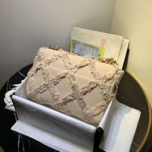 CHANEL 19 Medium Denim Flap Bag Beige - Image 7