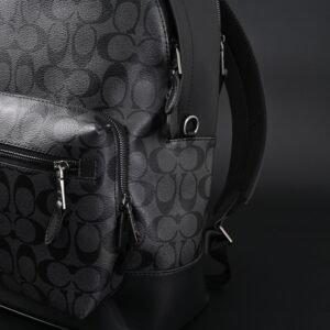 Coach West Backpack – Signature Canvas in Black/Grey - Image 9