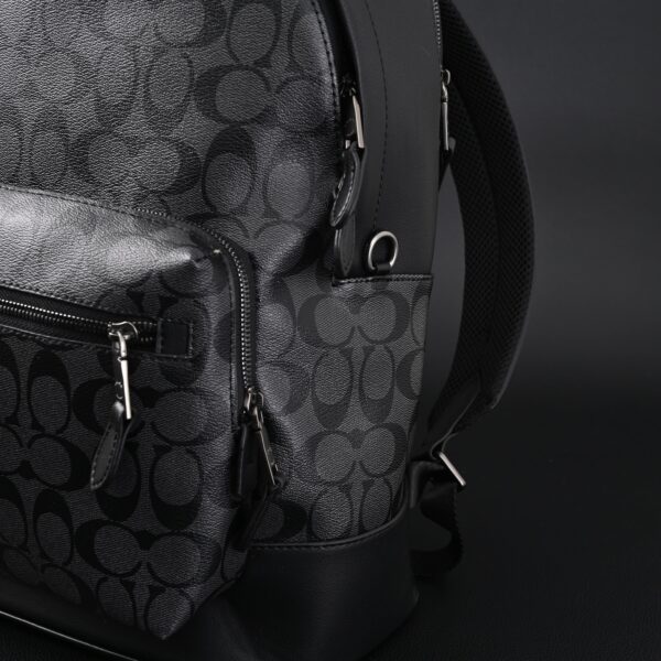 Coach West Backpack – Signature Canvas in Black/Grey