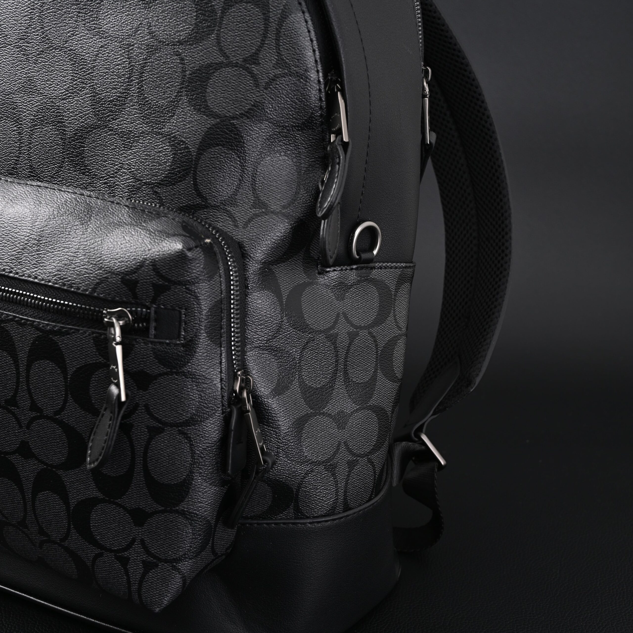 Coach West Backpack – Signature Canvas in Black/Grey - Image 9