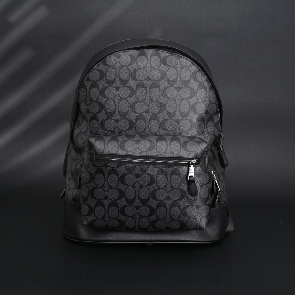 Coach West Backpack – Signature Canvas in Black/Grey