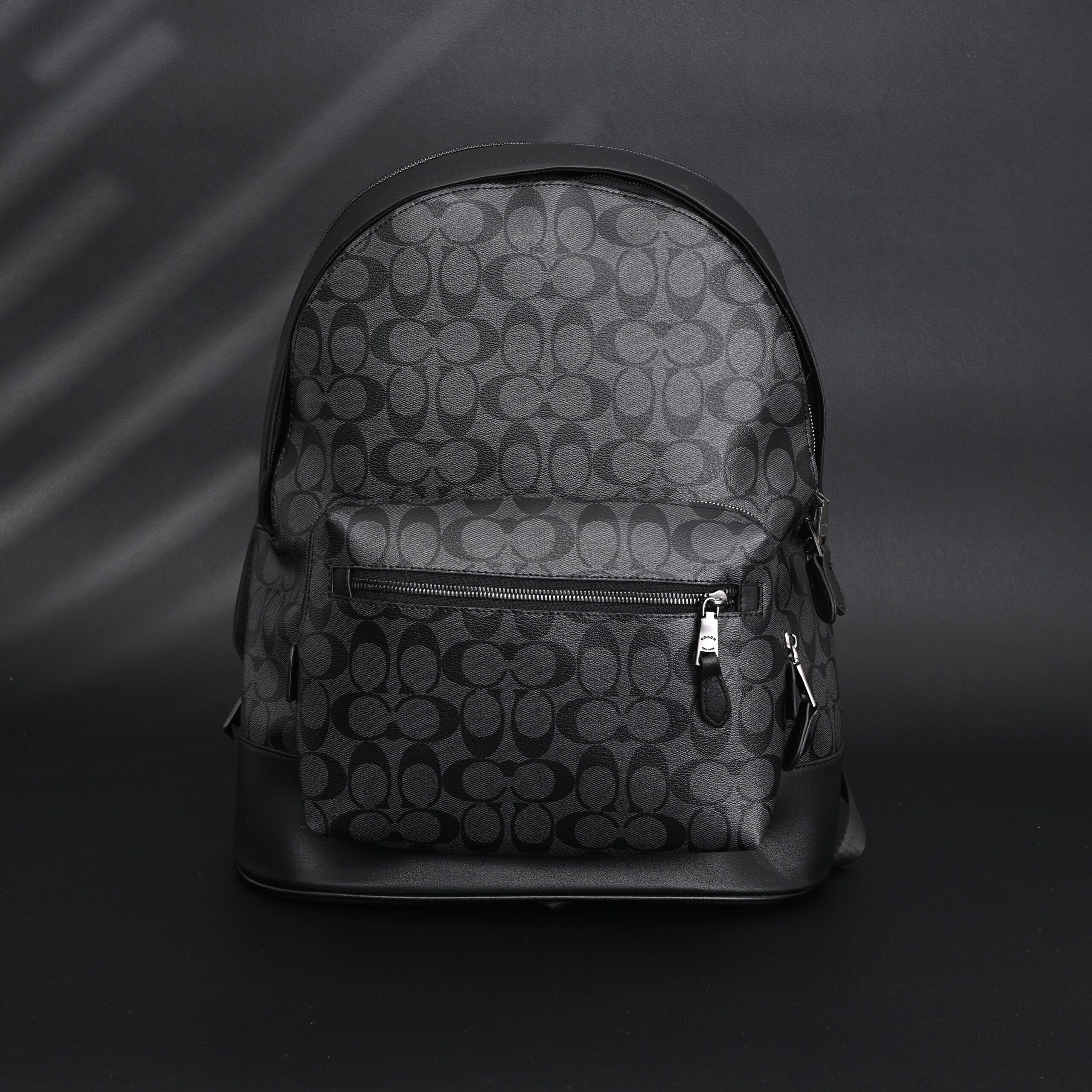 Coach West Backpack – Signature Canvas in Black/Grey - Image 1