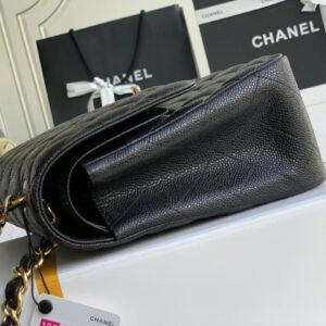 Chanel Classic Flap Bag – Black Quilted Caviar Leather with Gold-Tone Hardware - Image 4