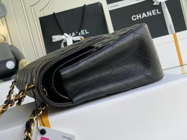 Chanel Classic Flap Bag – Black Quilted Caviar Leather with Gold-Tone Hardware