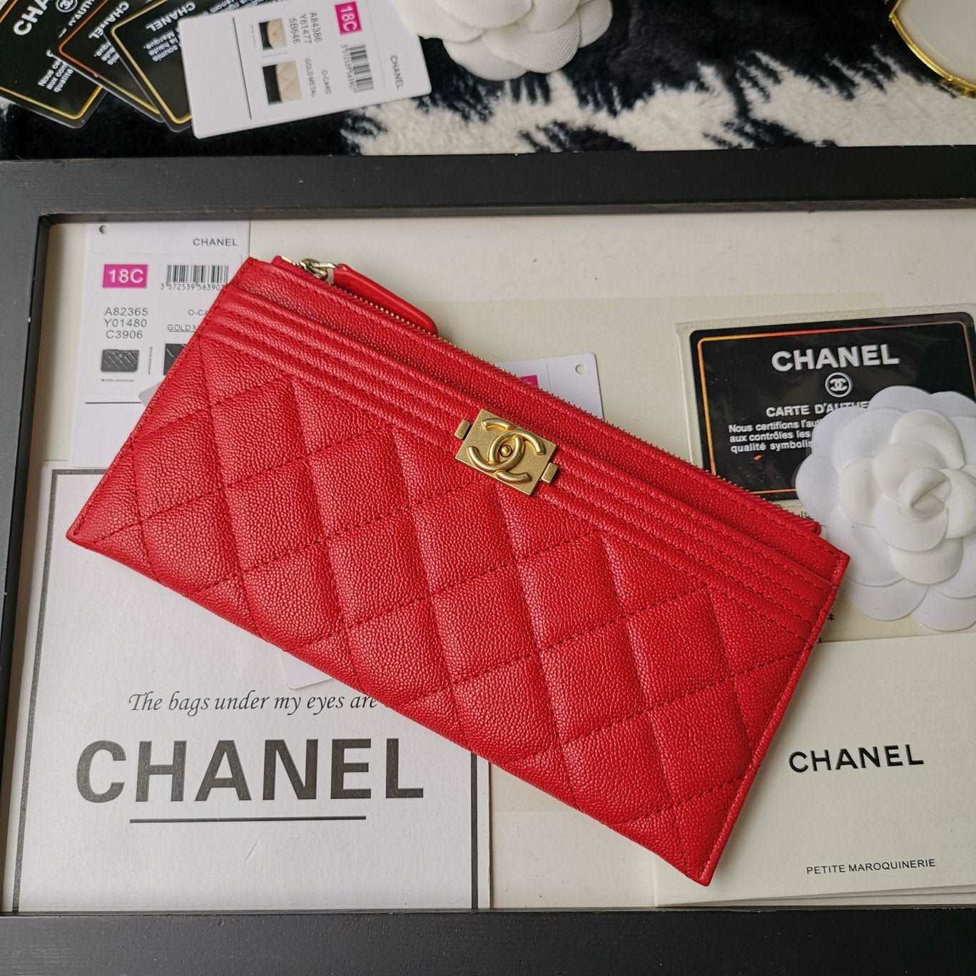 Chanel caviar quilted zip boy pouch - Image 9