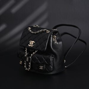 Chanel Duma Backpack – Black Quilted Lambskin with Gold-Tone Hardware (24A Collection) - Image 10