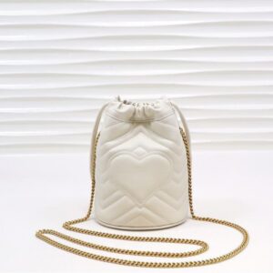 Gucci GG Marmont mini bucket Bag White Leather - Image 4