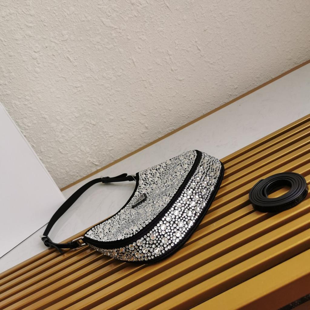 Prada Cleo Satin Bag with Crystals - Image 9